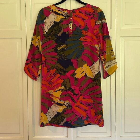Tibi 100% silk abstract print shift dress size 0 - Picture 6 of 9